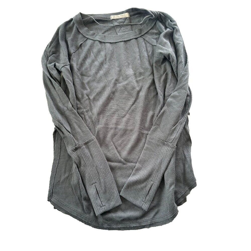 We the Free Thermal Waffle Long Sleeve Gray Size Small Boho Casual